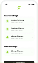 FinEvo app organized documents list