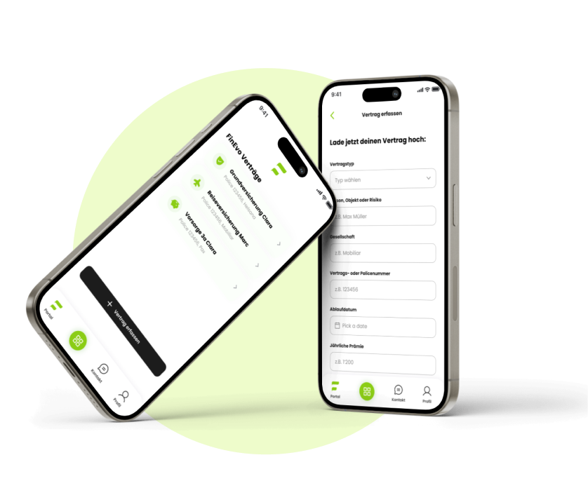 a smartphone displaying the finevo app showcasing the dashboard page
